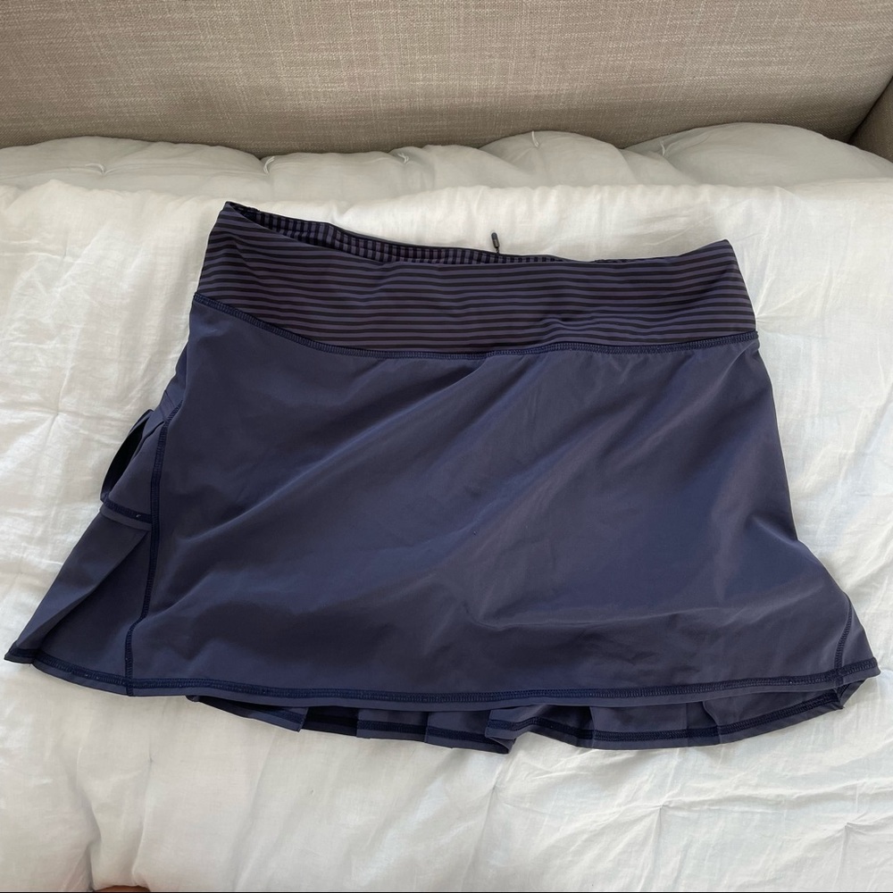 Lululemon Ruffle Skort | Blue / Purple Skirt w/ Striped Shorts | Size 8